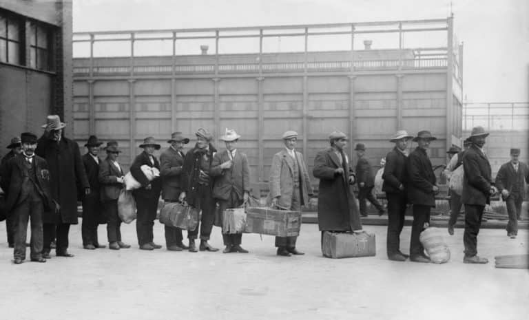 Italian men at Ellis Island