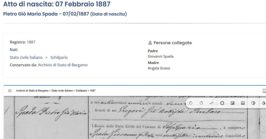 Italian genealogy research using Portale Antenati