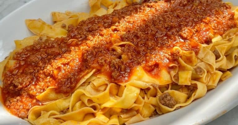 Tuscan ragù over tagliatelle