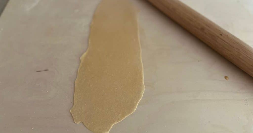 Pasta rolled out with rolling pin.